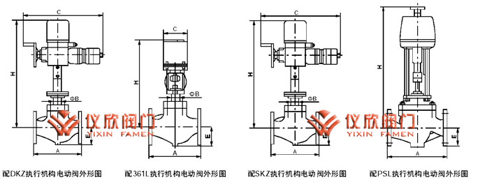 KHTS電動單座調節閥外形尺寸