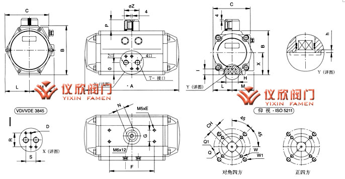 AT氣動執行器尺寸圖