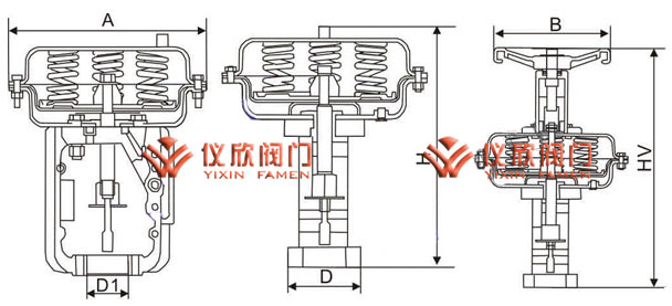 氣動薄膜執(zhí)行器外形尺寸圖